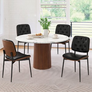 Arceso Dining Chairs Set of 2, Mid Century Dining Chairs with Walnut Bentwood, Upholstered PU Leather Dining Chair for Kitchen and Dining Room - 1 of 4