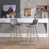 30" Velvet Fabric Counter Height Bar Stools Set of 2 with Chrome Footrest and Metal Legs for Kitchen, Dining, or Bar - 4 of 4