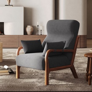 Bestier Mid Century Accent Chair Heightened Headrest with Removable Armrest Pillows,with Solid Wood Frame for Living Room, Bedroom - 1 of 4