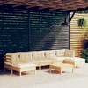 vidaXL Solid Pinewood Patio Lounge Set - 8 Piece Garden Sofa with Cream Cushions, Pine Wood, Patio Furniture for Garden, Deck, Outdoor - 2 of 4