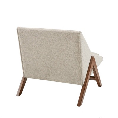Boomerang Brown Rubber Wood Accent Chair with Mustard Fabric