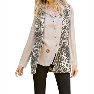 Women's Leopard Print Vest - mystree - 1 of 3