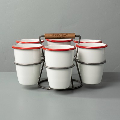 7pc 17oz Drink Caddy Set Red/Cream - Hearth & Hand™ with Magnolia