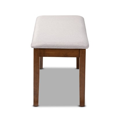 Teresa Gray Fabric and Walnut Wood Dining Bench