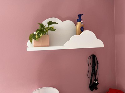 StyleWell Kids Cloud White Wood Wall Shelf with Hooks 21MJE25007
