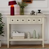 Rustic Entryway Console Table with 2 Drawers and Open Shelf, MDF Top with Rubber Wood Legs, Narrow Sofa Table for Hallway, Living Room, and Entrance - 2 of 4