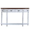 PAGED Retro Curved Wood Console Table with Roman Legs, 52" Circular Half Moon Entryway Sofa Table with Open Shelf and 2 Drawers - 4 of 4