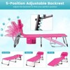 Tangkula 2PCS Beach Lounge Chair Reclining Chair with 5 Adjustable Positions Detachable Pillow &Hand Ropes Blue/Black/Gray/Turquoise/Beige/Pink - 3 of 4