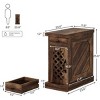 Syemin End Tables Rustic Narrow End Table with Drawer, Slim Nightstand for Small Spaces, Farmhouse Side Table with Shelf, Brown, 23.6"*11.8"*25.6" - 3 of 4