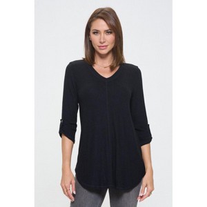 WEST K Women's Nora Ultrasoft V-neck Tunic with Long Sleeves and Front Seam Detail - 1 of 4