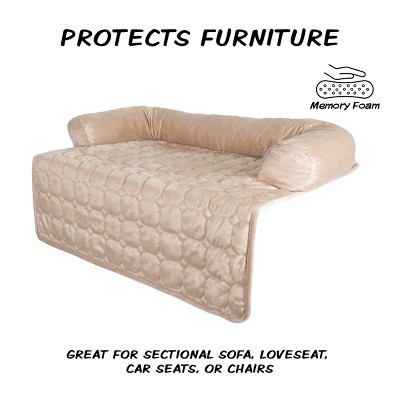 Beige Plush Quilted Sofa Cover with Memory Foam Bolster