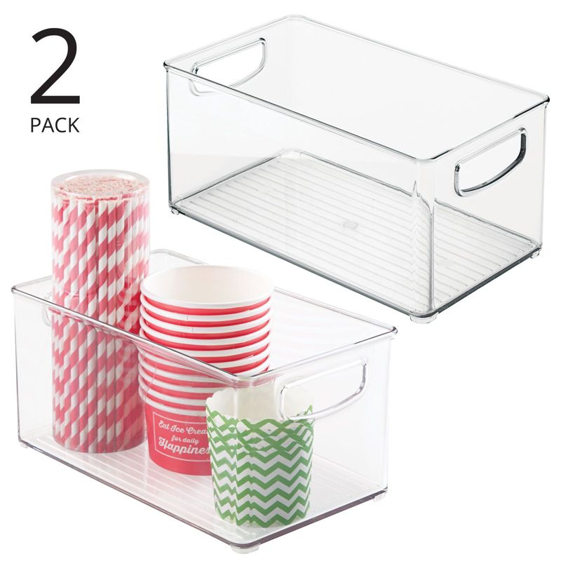 mDesign Plastic Stackable Kitchen Organizer Storage Bin with Handles, 2 of 10