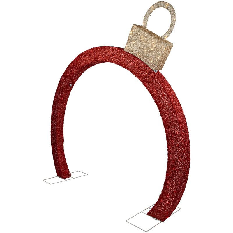 Northlight 4.25' Red LED Lighted Ornament Arch Outdoor Christmas Decoration - Warm White Lights, 4 of 8