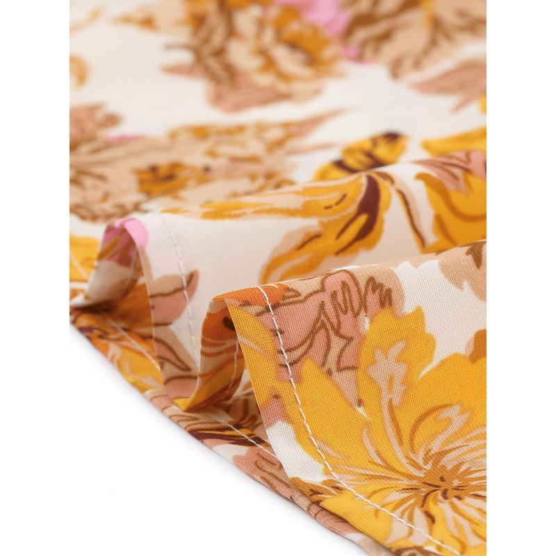 Seta T Women's Summer Casual Floral Short Flutter Sleeve V Neck Smocked High Waist Flowy Maxi Dress, 5 of 6