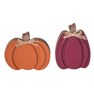 Transpac MDF Pumpkin Decor Set of 2 Decorative Wood Sculptures for Fall Harvest Indoor Tabletop Autumn Home Decor - 1 of 1