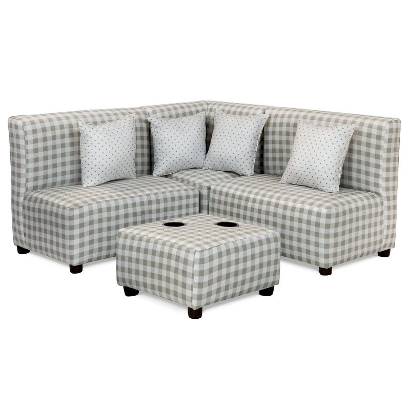 Tibbetts Kids&#39; Sectional with Ottoman Gray/White - HOMES: Inside + Out, 1 of 10