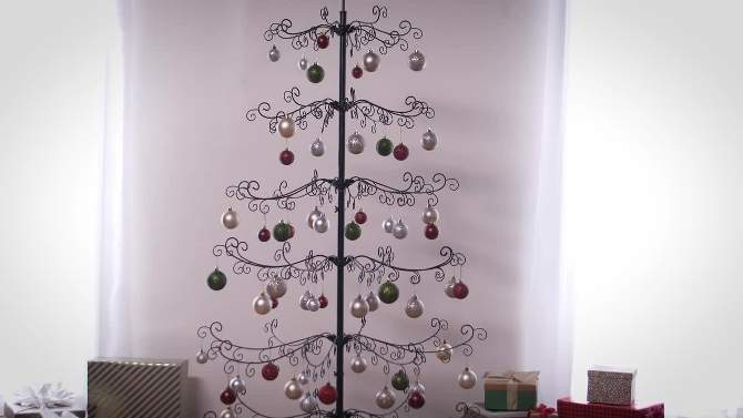 Best Choice Products Wrought Iron Ornament Display Christmas Tree w/ Easy Assembly, Stand, 2 of 10, play video