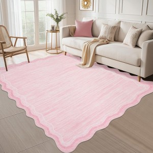 Washable Rugs for Living Room Scalloped Rug Modern Non Slip Non Shedding Carpet for Bedroom - 1 of 4