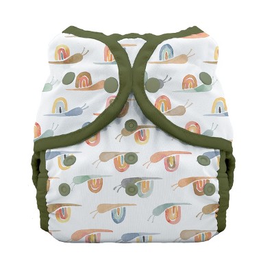 Thirsties | Duo Wrap Snap Pack of 1 - Rainbow Snail Multicolored Diaper Cover, Size Two