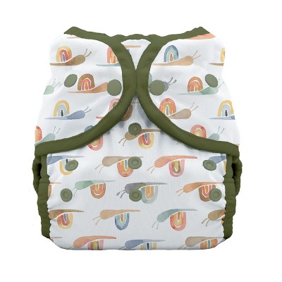 Image of Thirsties | Duo Wrap Snap Pack of 1 - Rainbow Snail Multicolored Diaper Cover, Size Two (18-40 lbs)