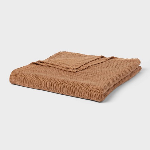 Full queen Knit Blanket Brown Threshold Target