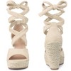 Perphy Women's Solid Color Lace Up Strappy Peep Toe Espadrilles Wedge Heels Sandals - 2 of 4