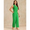 INSPIRE CHIC Women's Casual Sleeveless Shawl Collar Office Belted Cropped Jumpsuit - 2 of 4
