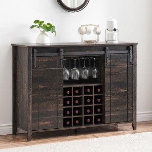 homfan Farmhouse Buffet Cabinet with Sliding Barn Door, Rustic Sideboard, Farmhouse Sideboard with Adjustable Shelf for for Dining Room, Kitchen - 1 of 4