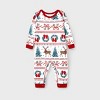 Family Christmas Pajamas All Over Reindeer Print Long-sleeve with Christmas Socks (SGS Certied Safety) Red+White - 2 of 4