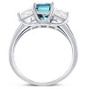Pompeii3 4.50Ct Blue & White Emerald Cut Engagement Ring 14k White Gold Lab Created - Size 7 - 3 of 4