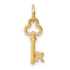 Black Bow Jewelry 14k Yellow Gold, Hannah Collection, Mini Initial R Shamrock Key Charm - 1 of 4
