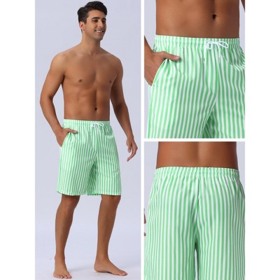 INSPIRE CHIC Men's Casual Summer Holiday Drawstring Waist Beach Striped Swimwear Shorts Light Green 36 — фото 5