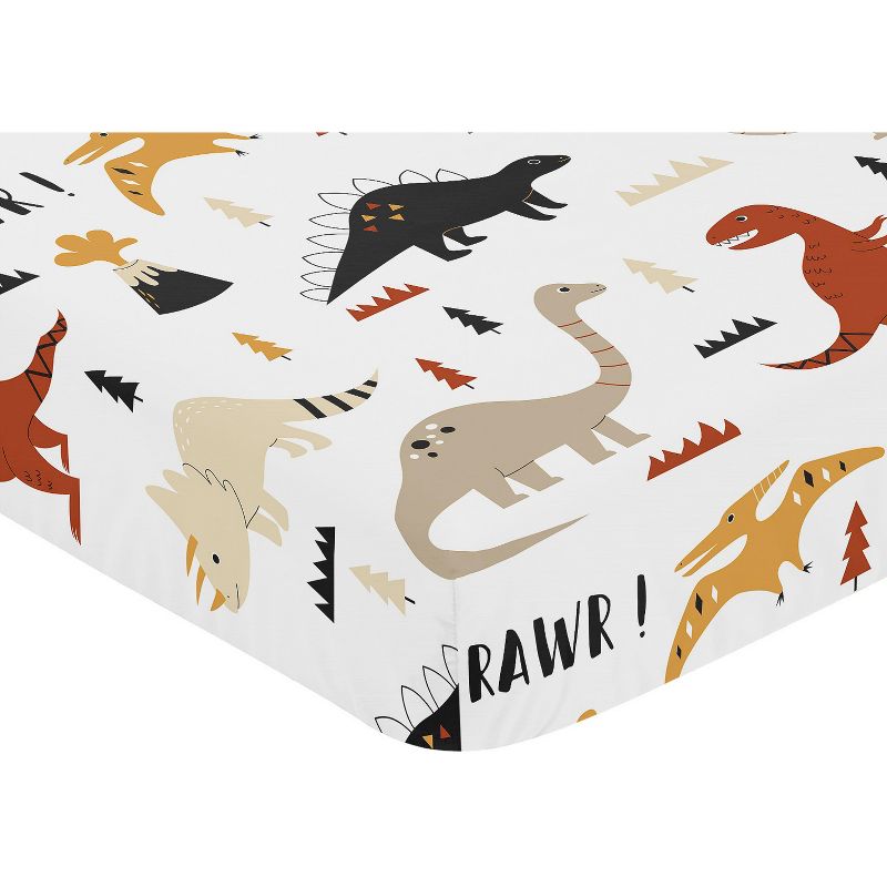 Sweet Jojo Designs Gender Neutral Baby Fitted Crib Sheet Mod Dinosaur Orange Taupe and Black, 4 of 8