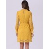 Allegra K Women's Elegant Ruffle Crew Neck Formal Elegant Mini Floral Lace Dress - 4 of 4