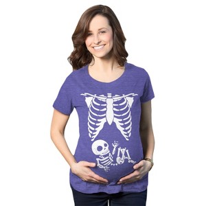 Maternity Skeleton Baby T Shirt Funny Cute Pregnancy Halloween Tee Announcement - Crazy Dog Maternity T Shirt - 1 of 4