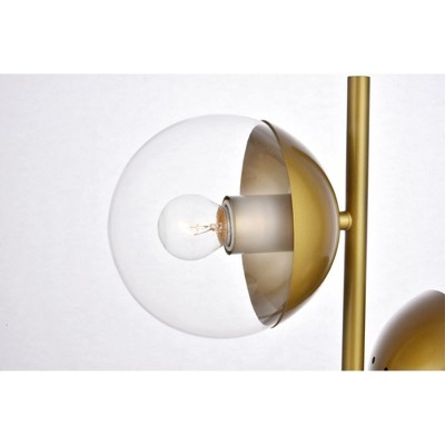 Eclipse Brass Table Lamp with Clear Glass Shades
