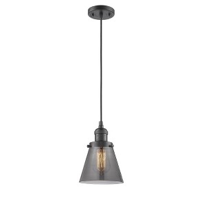 Cone - 1 Light Cord Hung Mini Pendant In Industrial Style-8 Inches Tall and 6 Inches Wide - 1 of 1