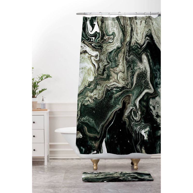 Deny Designs Iris Lehnhardt Marble Organic Greens Shower Curtain, 4 of 5