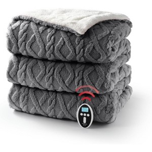 Soft flannel electric blanket with 6 heating levels and 4 hours auto shut-off, 4 hours time setting, ETL certified electric lap blanket - 1 of 4