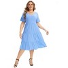 Coolmee Womens Summer Maxi Dress Plus Size Casual  Short Sleeve Ruffle Tiered V Neck Swing Long Sundress - 3 of 4