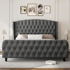 COZONY Upholstered Bed Frame with Deep Button Tufted Wingback Headboard & Footboard, Velvet Platform Bed, Noise-Free Design, No Box Spring Needed - 3 of 4