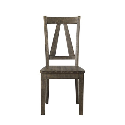 Rustic Brown Wooden Side Chair with Open Back Design