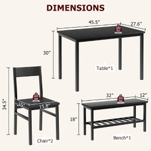 Dining Table and Chairs Set of 4, Kitchen Table and 2 Chairs with Bench - 1 of 4