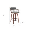 HomeRoots 26" Gray And Wood Brown Faux Leather Swivel Low Back Counter Height Bar Chair - 3 of 4