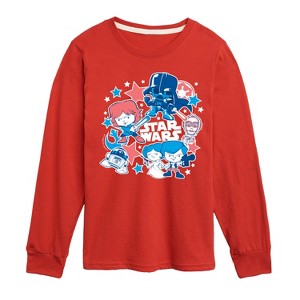 Boys' - Star Wars - Americana Stickers Long Sleeve Graphic T-Shirt - 1 of 4