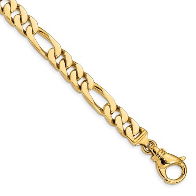 Black Bow Jewelry Men's 7.75mm 14K Yellow Gold Solid Flat Figaro Chain Bracelet, 8 Inch