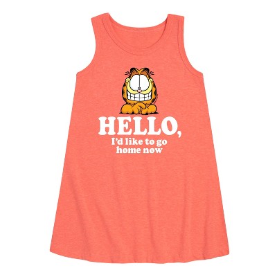 - Garfield - Hello Go Home Now Graphic Sleeveless Aline Dress