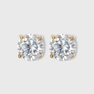 Cubic Zirconia Round Stud Earrings with 14k Gold Plating over Sterling Silver - A New Day™ Gold