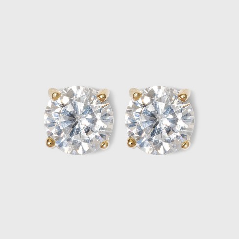 Cubic Zirconia Round Stud Earrings with 14k Gold Plating over Sterling  Silver - A New Day™ Gold