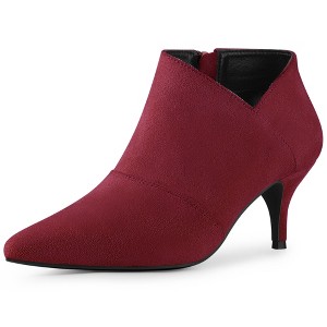 Perphy Women's Pointed Toe Side Zipper Cutout Kitten Heel Ankle Booties - 1 of 3